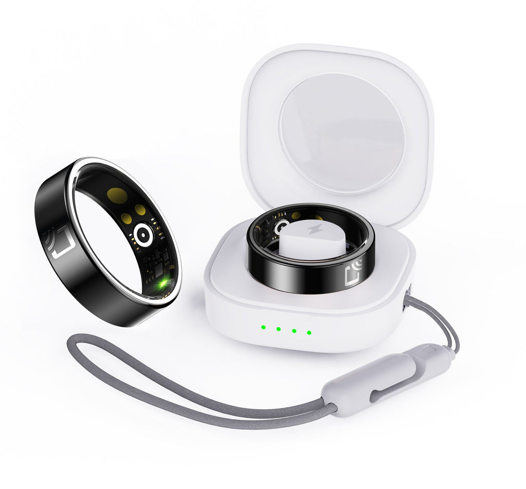 Black ceramic smart ring health and fitness tracker